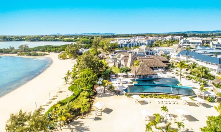 Scenic view of Radisson Blu Azuri Resort and Spa with beach and pool area.
